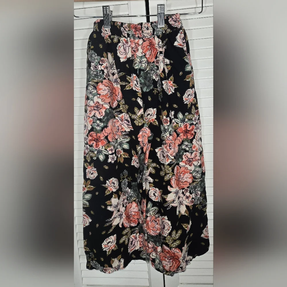Buckle Angie Floral Wide Leg Front Tie Elastic Waist Pocket Pants Sz M